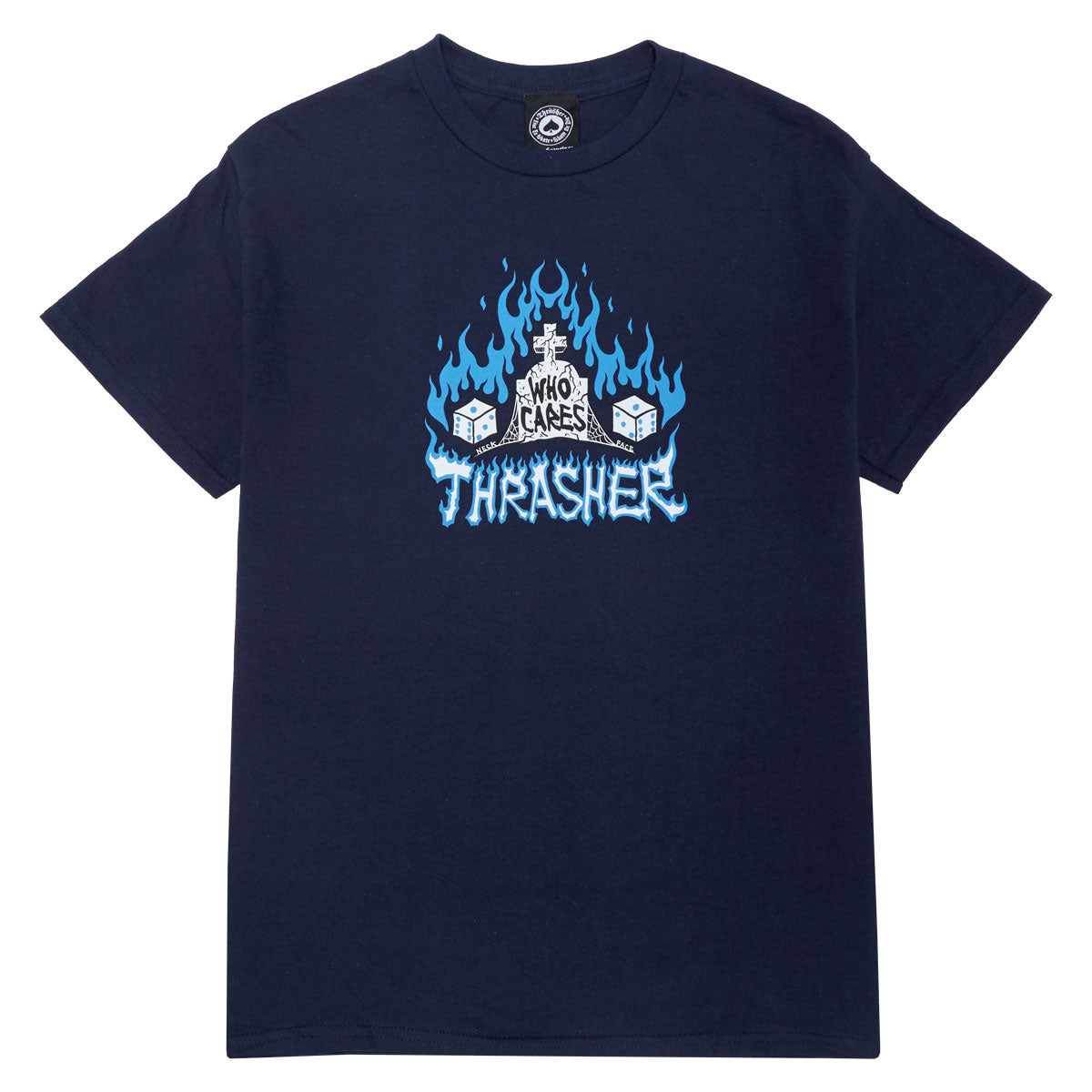 Thrasher Who Cares By Neckface T-Shirt - Navy image 1