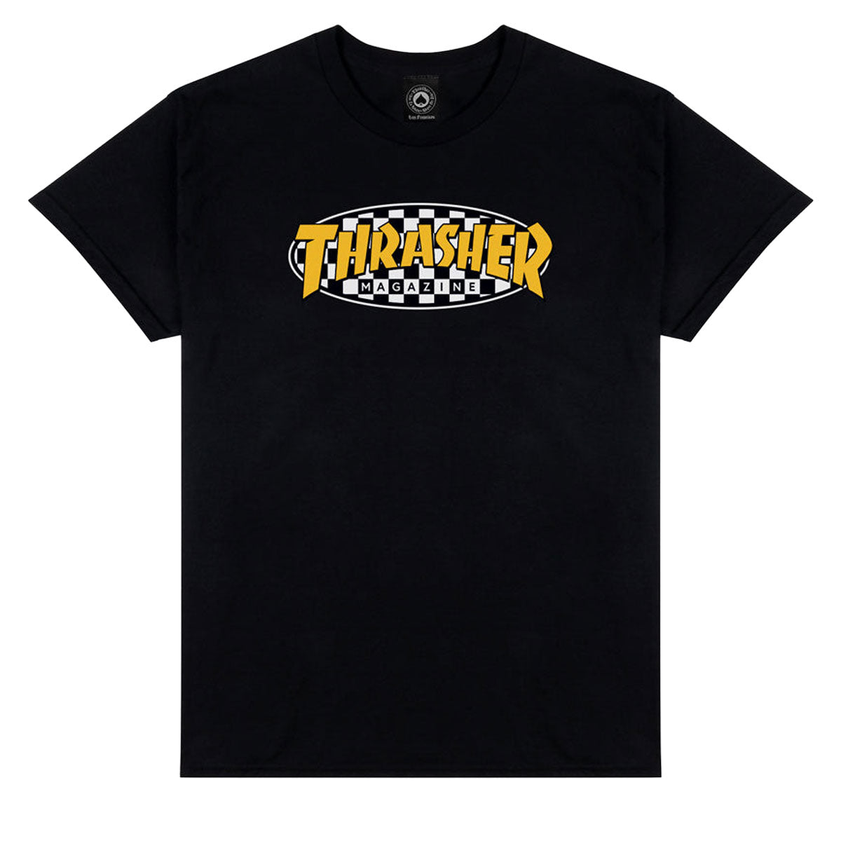 Thrasher Checkered Oval T-Shirt - Black image 1