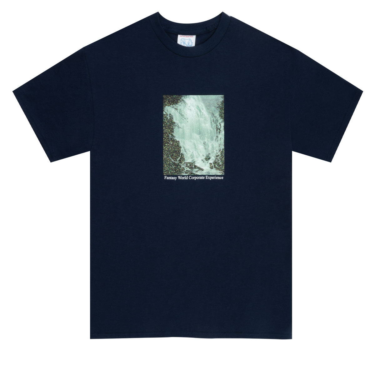 Sci-Fi Fantasy Waterfall T-Shirt - Navy image 1