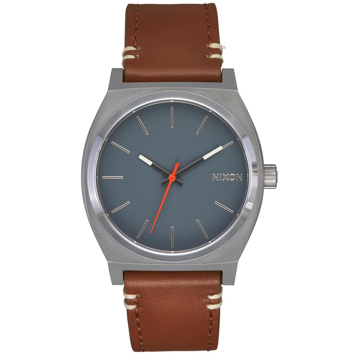 Nixon Time Teller Leather Watch - Light Gunmetal/Basalt/Sienna image 1