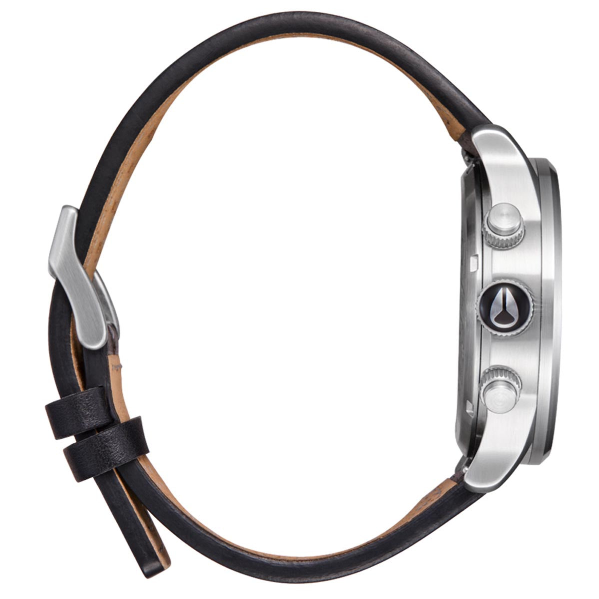 Nixon Sentry Chrono Leather Watch - Chrome/Cloud Sunray Nixon Sentry Chrono Leather Watch - Chrome/Cloud Sunray