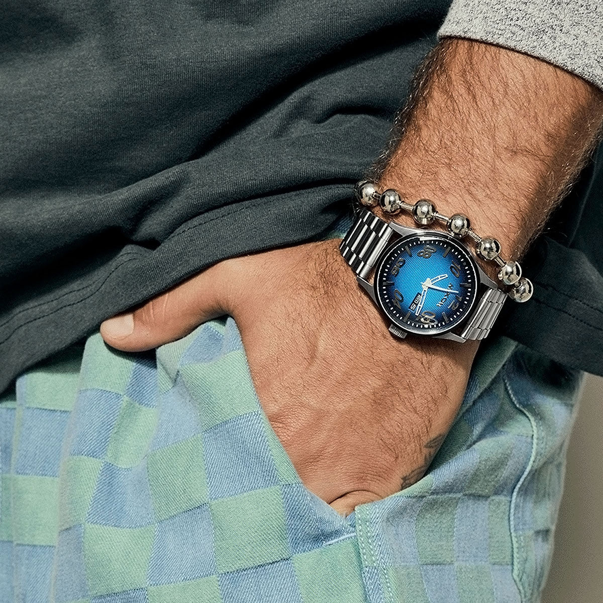 Nixon Sentry Stainless Steel Watch - Fisheye/Silver/Polar Blue image 5
