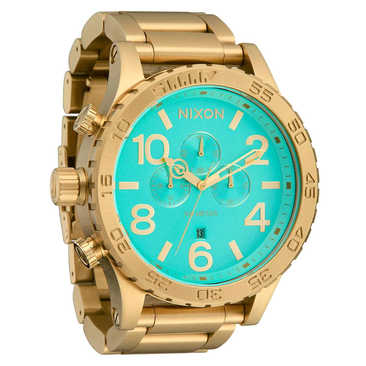 Nixon 51-30 Chrono Watch - Gold/Turquoise/Gold image 2