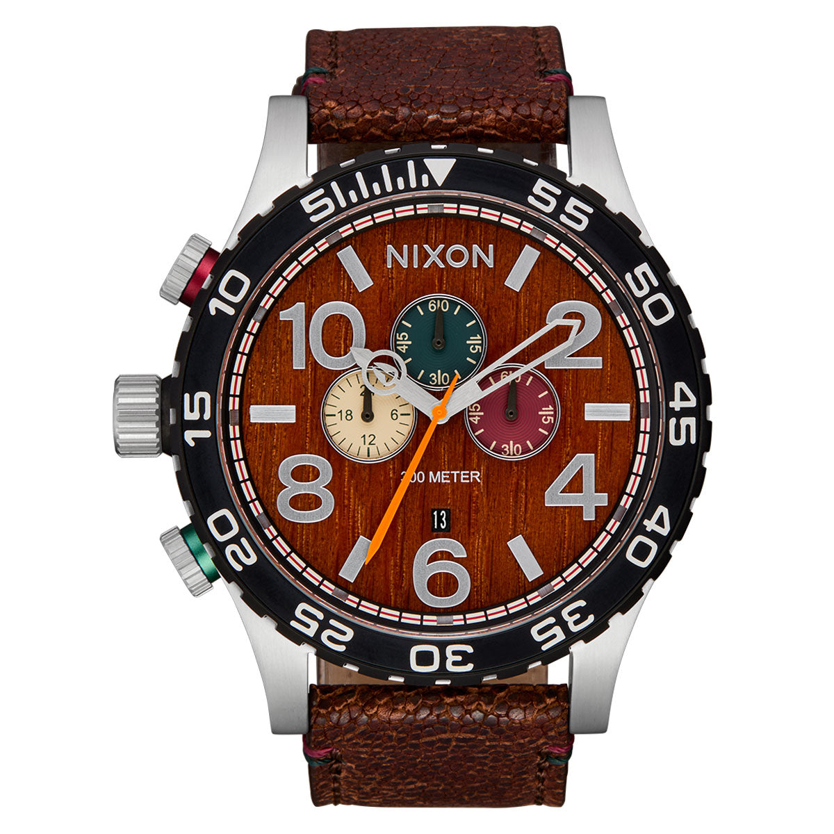Nixon 51-30 Chrono Watch - Silver/Rosewood/Chocolate image 1