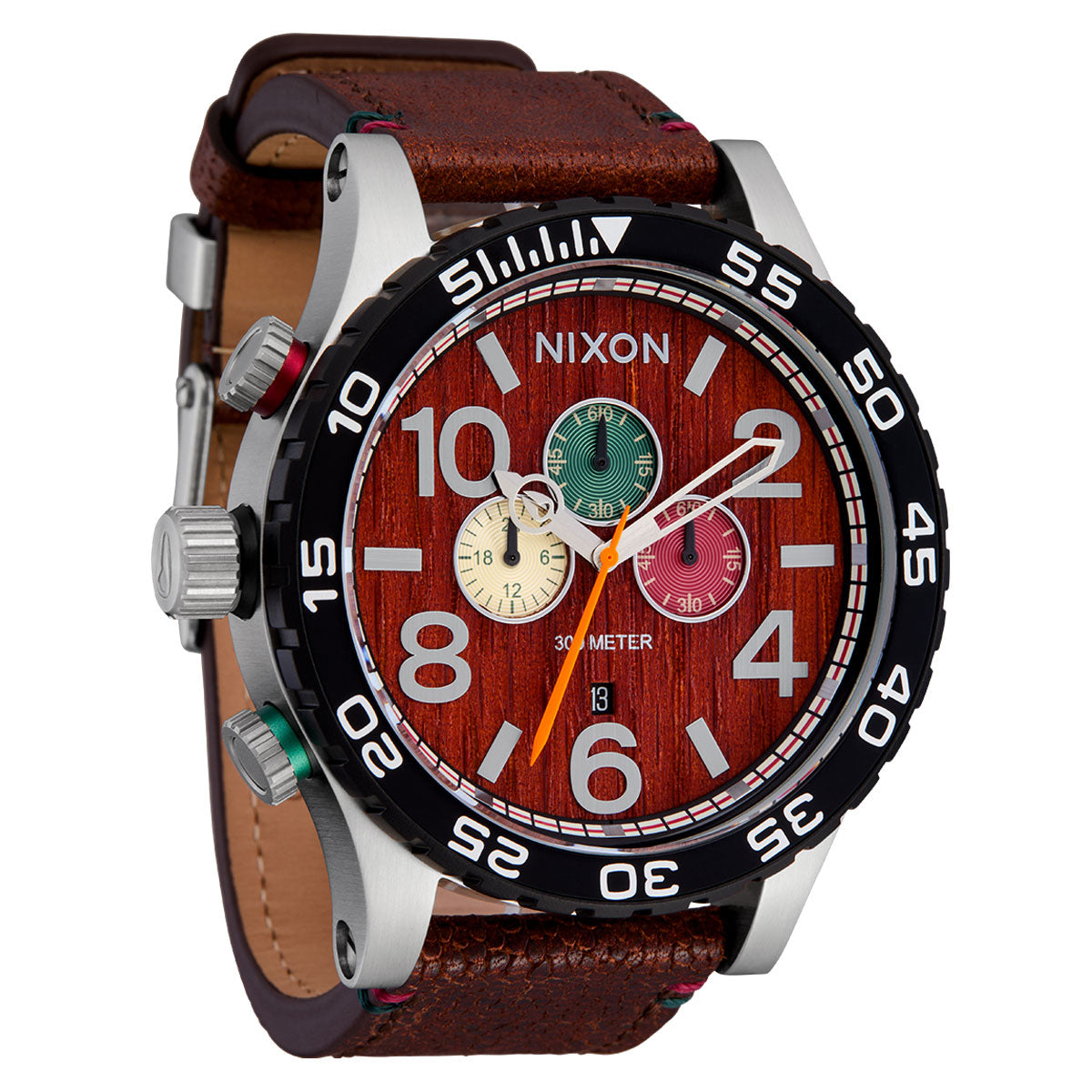 Nixon 51-30 Chrono Watch - Silver/Rosewood/Chocolate image 2