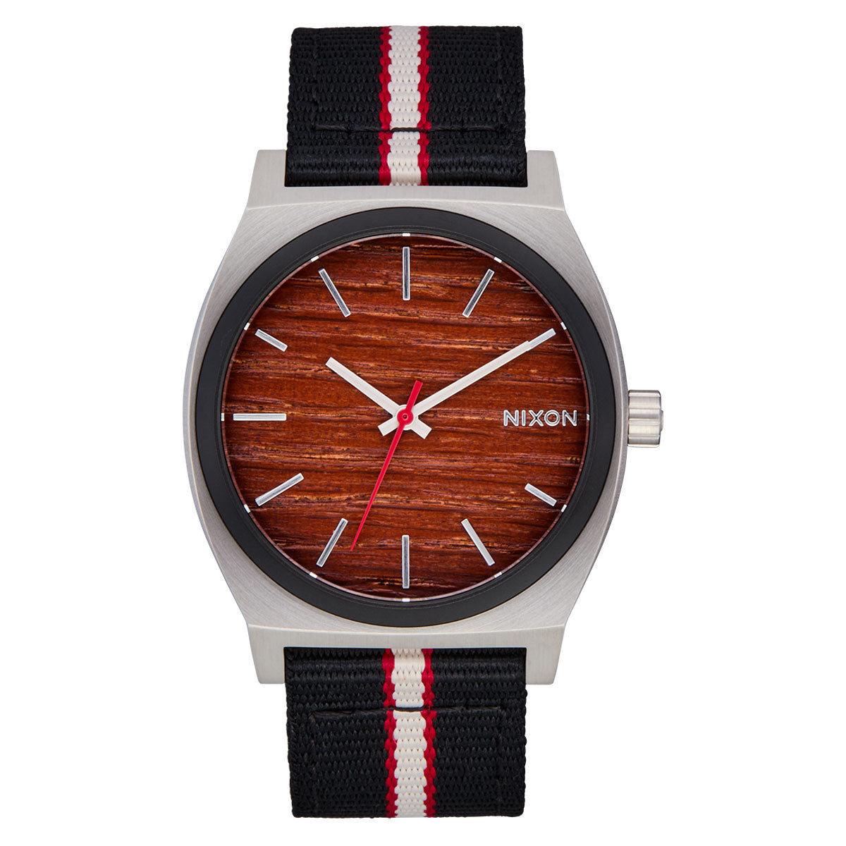 Nixon Time Teller Nylon Watch - Silver/Rosewood/Black Stripe image 1