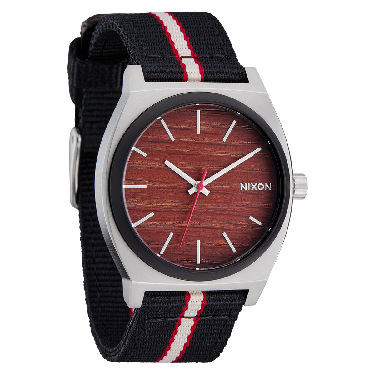 Nixon Time Teller Nylon Watch - Silver/Rosewood/Black Stripe image 2