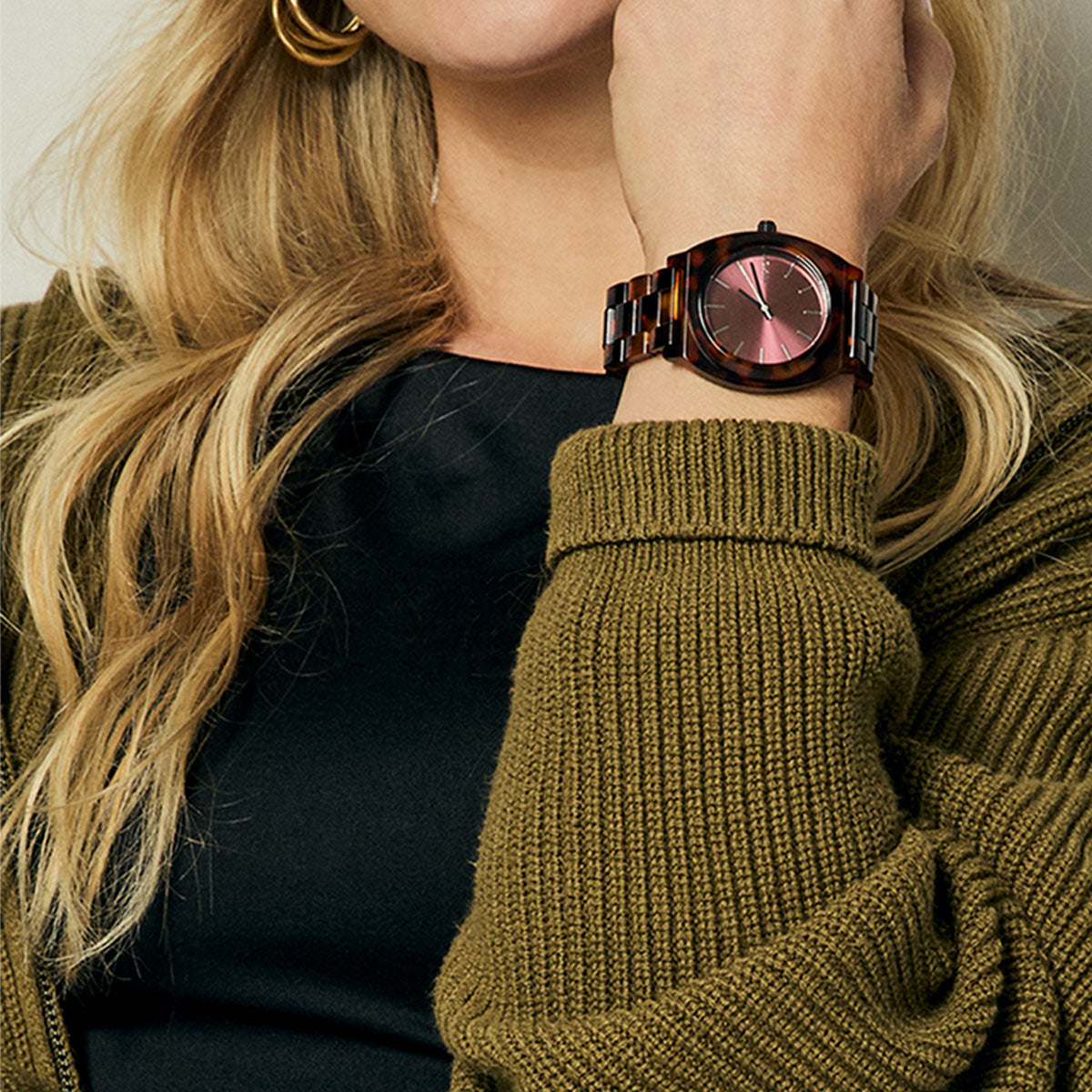 Nixon Time Teller Acetate Watch - Tortoise/Oxblood image 5