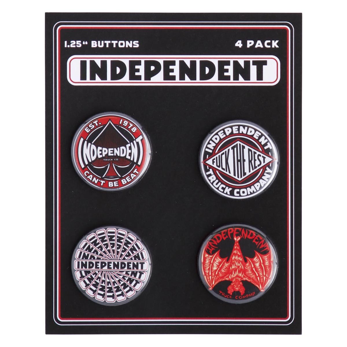 Independent Array 4 Pack Button Pin - Black/Red image 1
