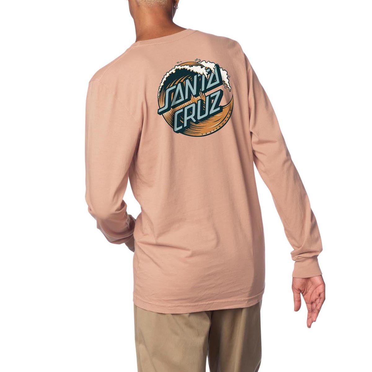 Santa Cruz Womens Wave Dot Boyfriend Long Sleeve T-Shirt - Terracotta image 2