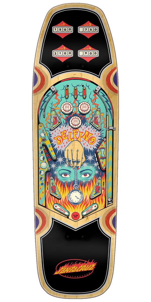 Santa Cruz Delfino Pinball Shaped Skateboard Deck - 9.14