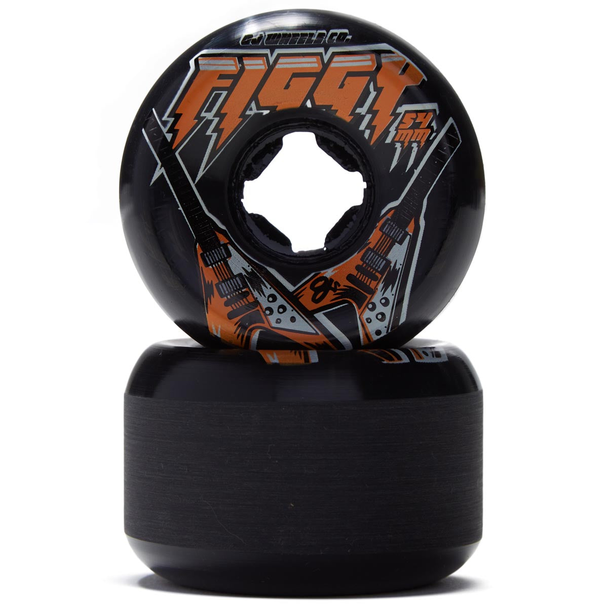 OJ Figgy Flying V Mini Combos 99a Skateboard Wheels - Black/White Swirl - 54mm image 2