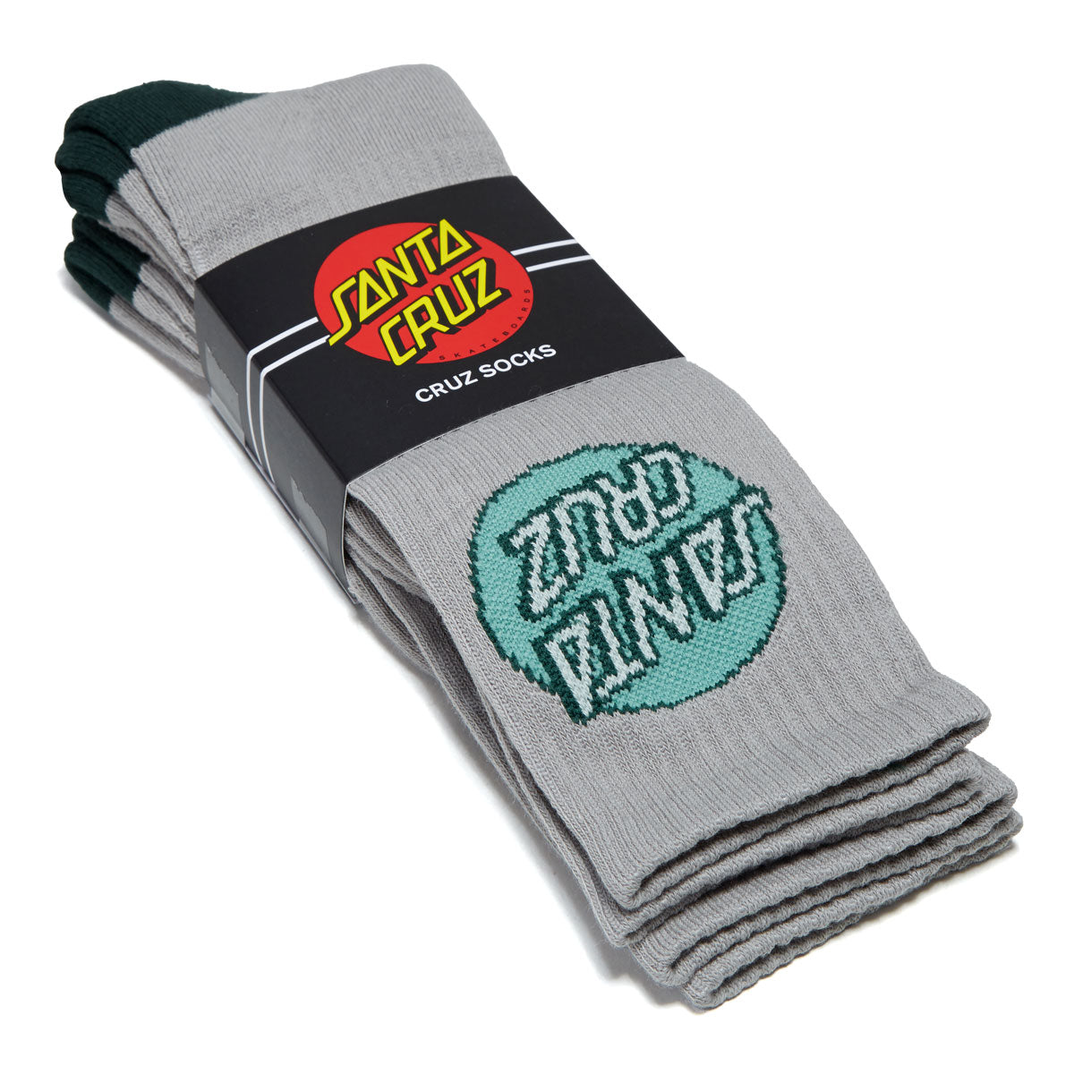Santa Cruz Cruz Crew 2 Pack Of Socks - Grey/Tonal Green image 3