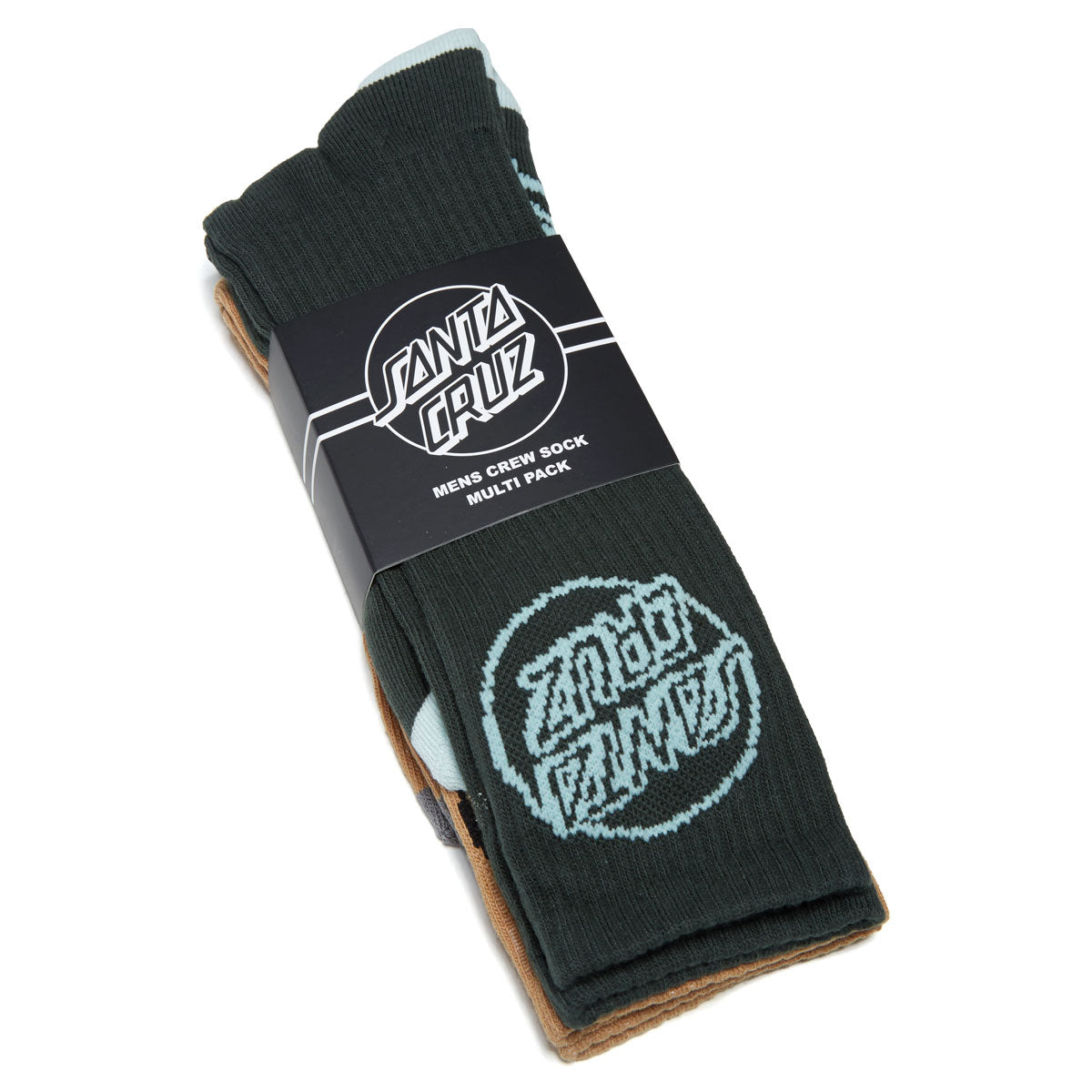 Santa Cruz Opus Strip Crew 2 Pack Of Socks - Forest/Saddle image 2