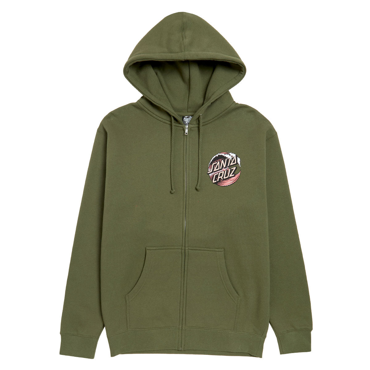 Santa Cruz Wave Dot Zip Hoodie - Army/Rust image 1