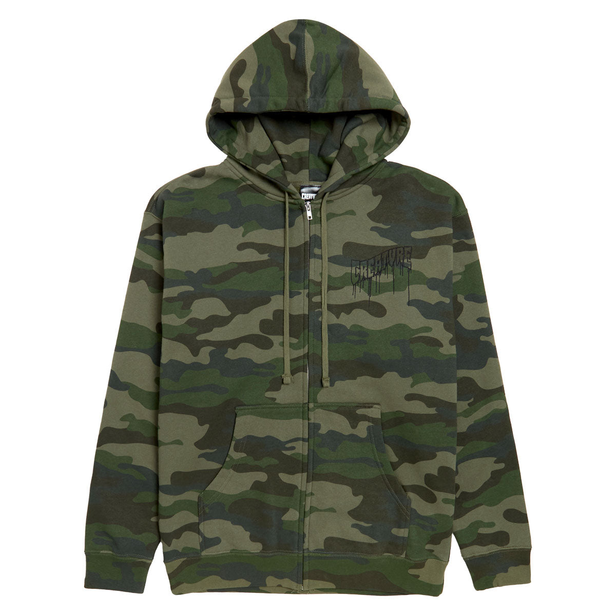 Creature Logo Outline Drip Zip Hoodie - Forest Camo image 1