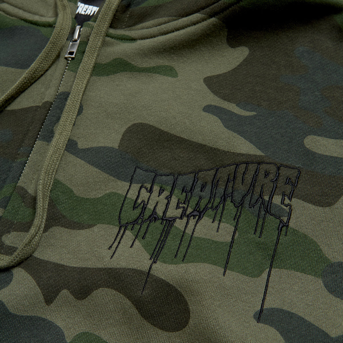 Creature Logo Outline Drip Zip Hoodie - Forest Camo image 3