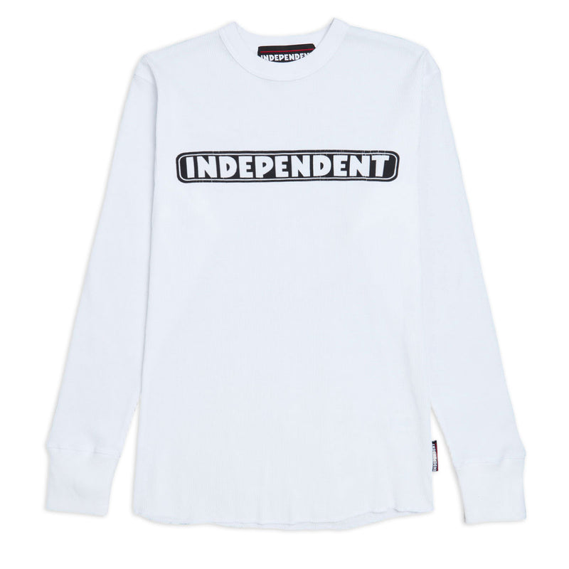 Independent Bar Logo Long Sleeve Thermal Shirt - White