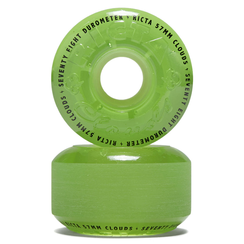 Ricta Clouds 78a Skateboard Wheels - Transparent Green/Glow In The Dark - 57mm