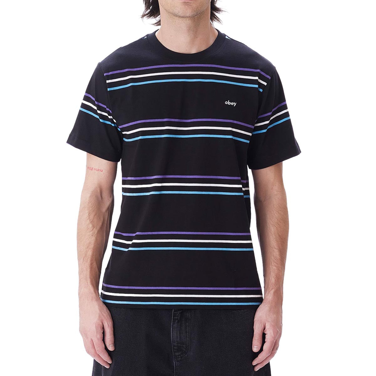 Obey Montrose Stripe T-Shirt - Black/Multi image 2