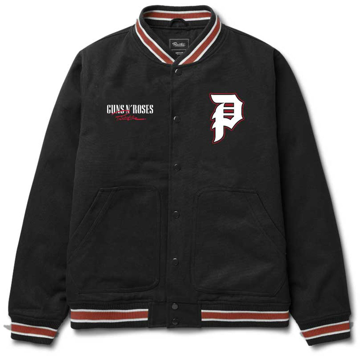 Primitive x Guns N' Roses Cross Varsity Jacket - Black image 2