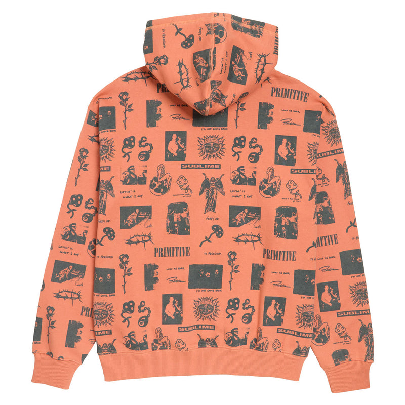 Primitive x Sublime Mosaic Hoodie - Coral