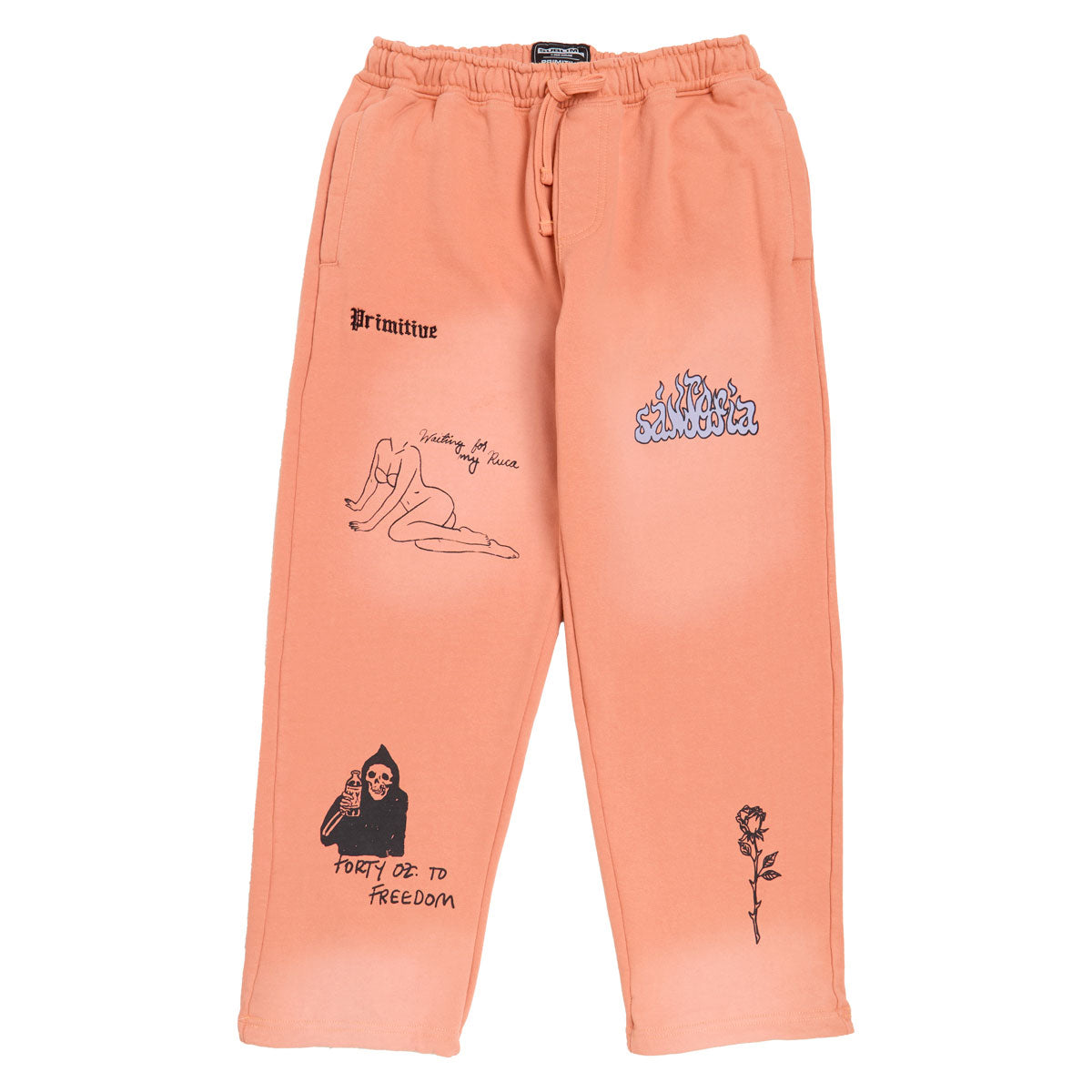 Primitive x Sublime Boardwalk Baggy Sweat Pants - Coral image 1