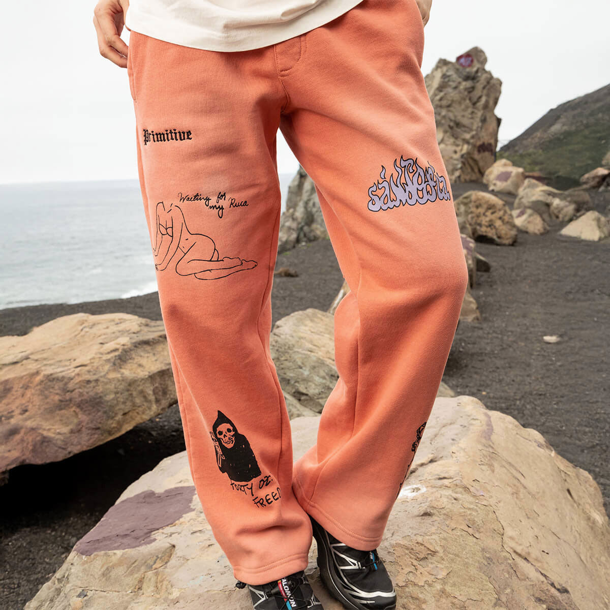 Primitive x Sublime Boardwalk Baggy Sweat Pants - Coral image 5