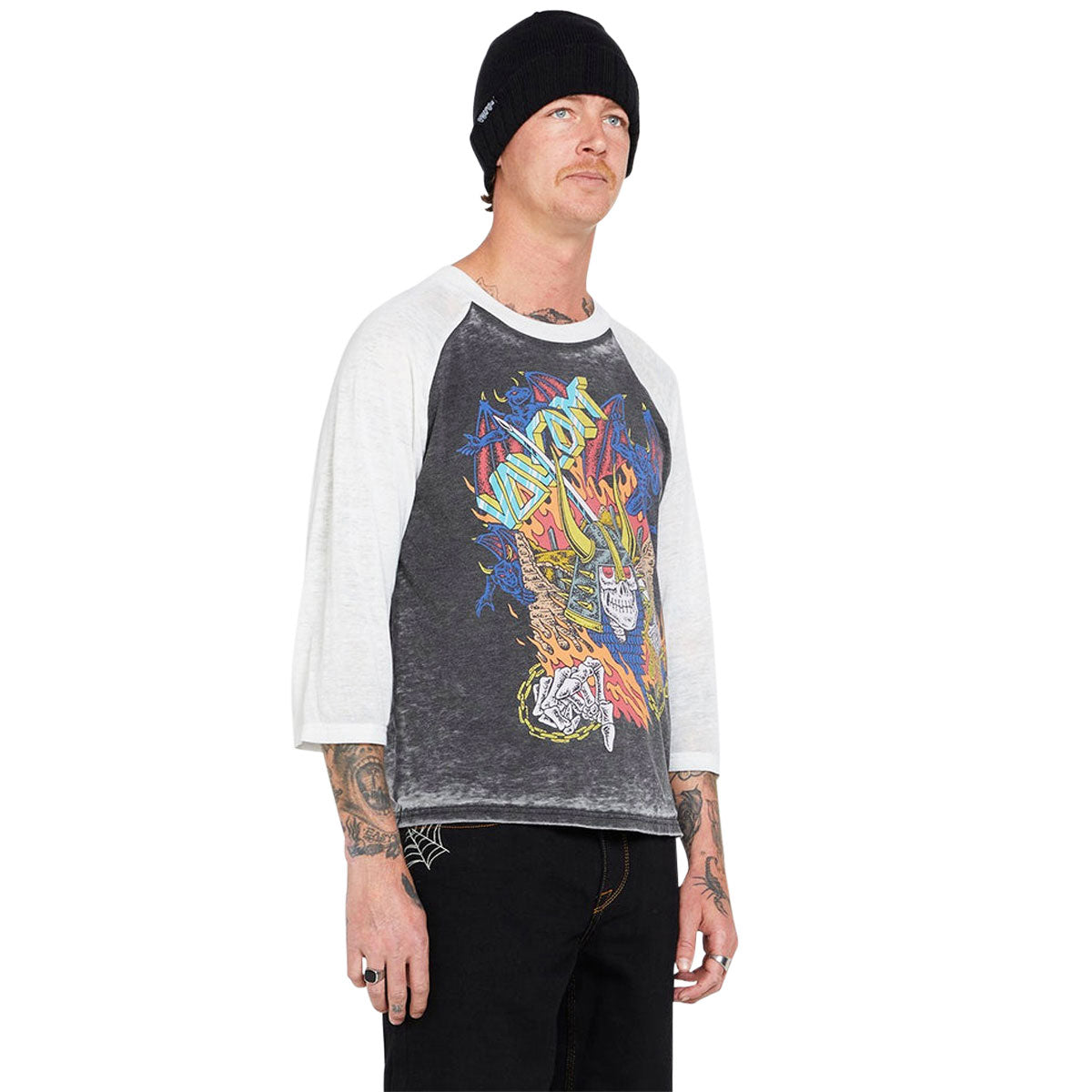 Volcom Skate Vitals Collin P Raglan T-Shirt - Black image 3