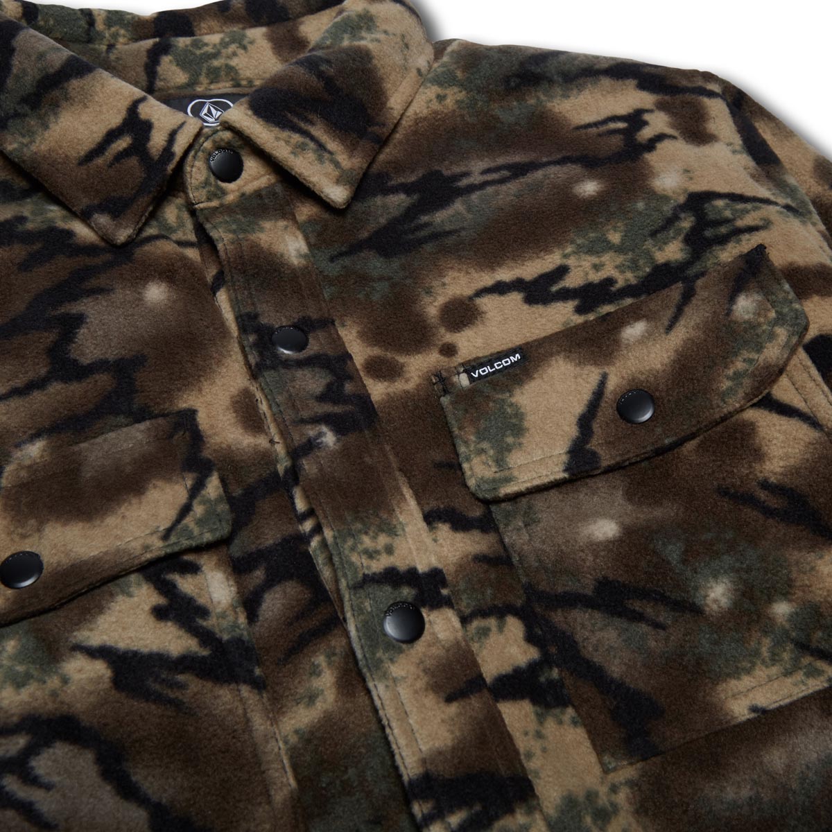 Volcom Bowered Fleece Long Sleeve Jacket - Dark Khaki image 4