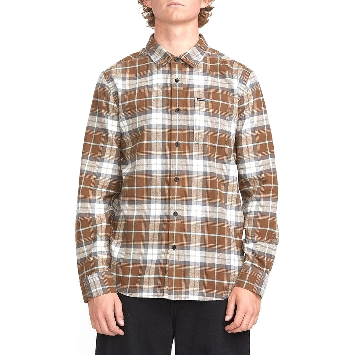 Volcom Caden Plaid Long Sleeve Shirt - Dark Earth image 1