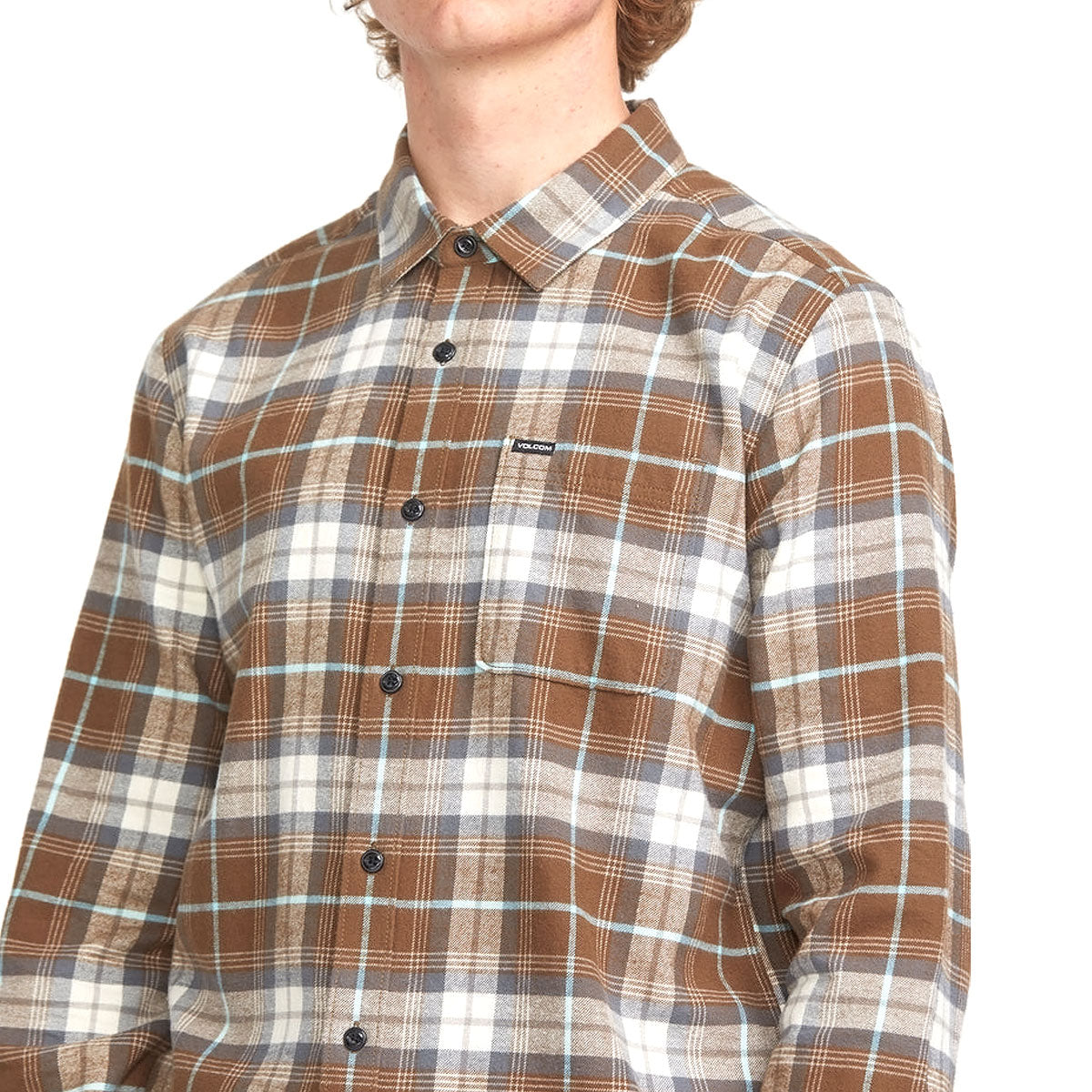 Volcom Caden Plaid Long Sleeve Shirt - Dark Earth image 4