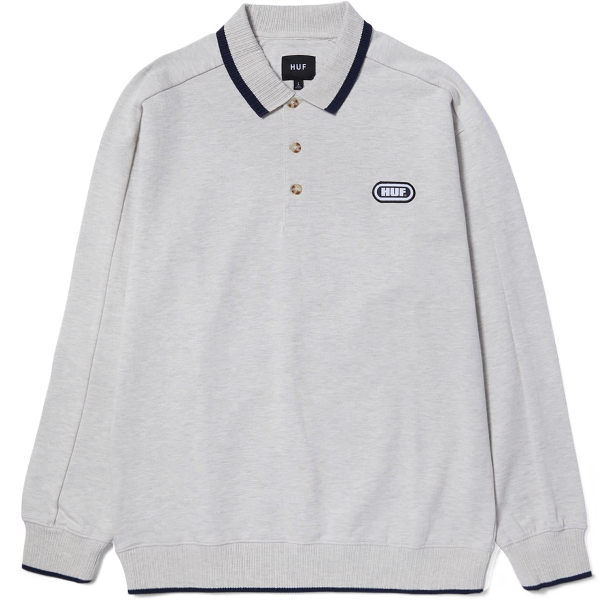 HUF Essex Polo Fleece Sweatshirt - Heather Grey image 1