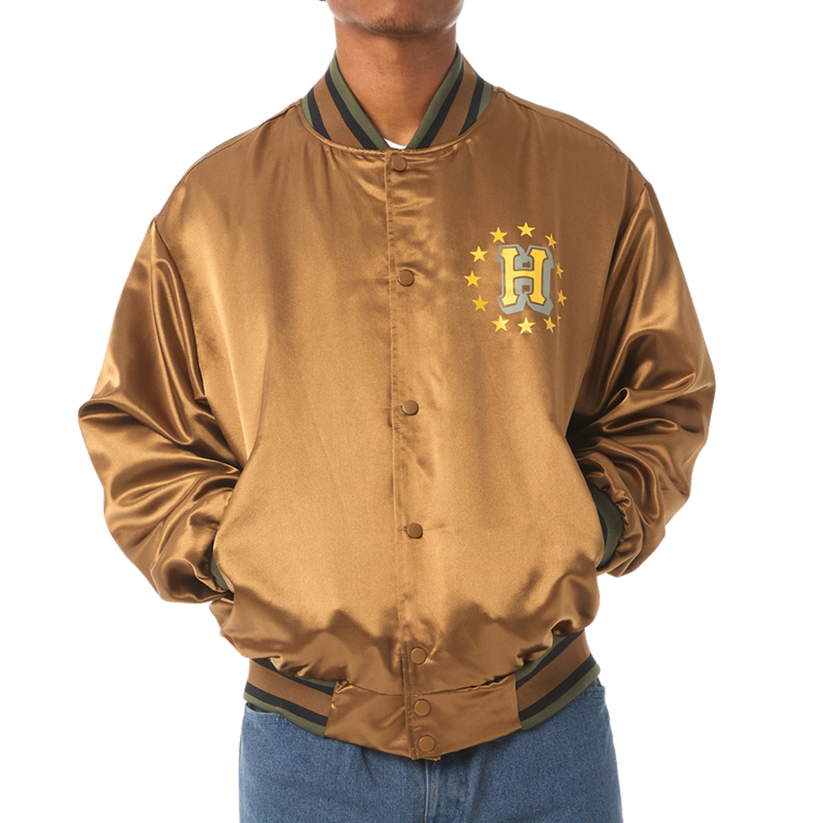 HUF Galactic Stack Baseball Jacket - Camel image 4