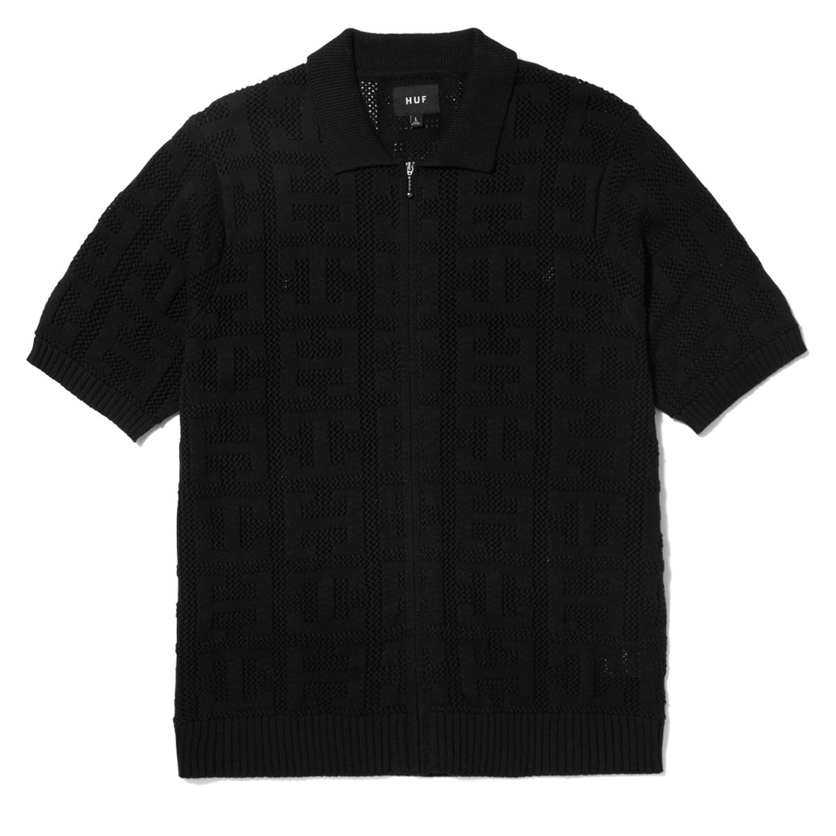 HUF Monogram Jacquard Zip Sweater - Black image 2