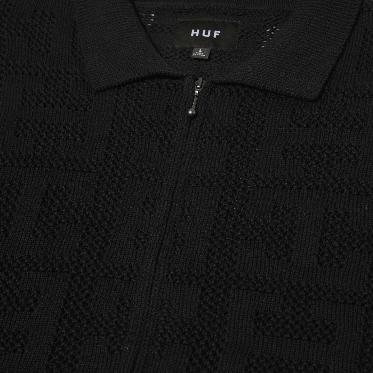 HUF Monogram Jacquard Zip Sweater - Black image 3