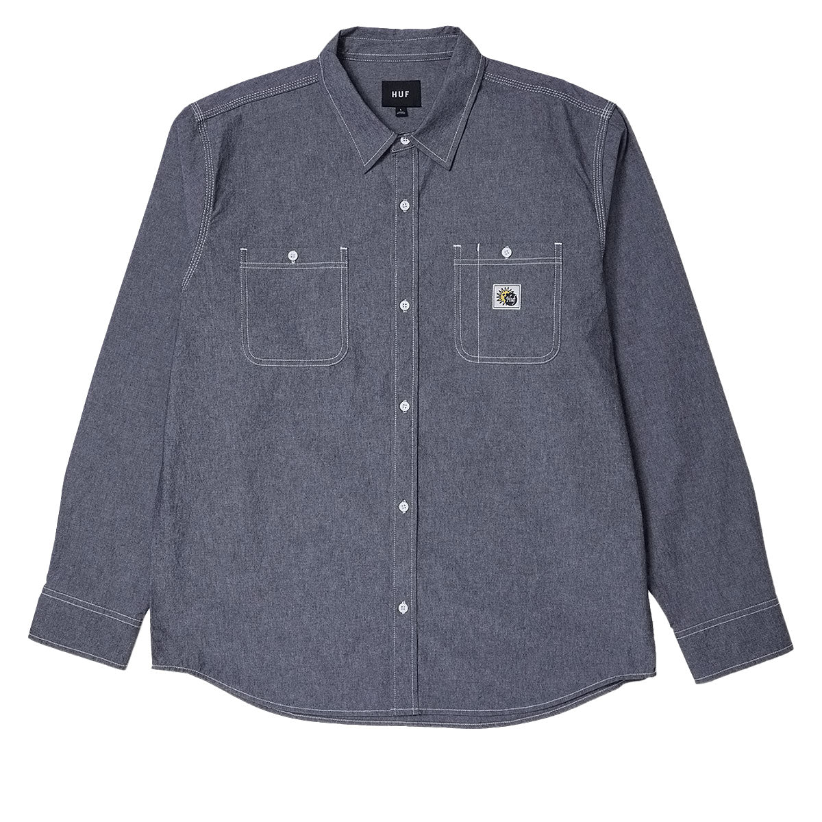HUF Total Eclipse Chambray Long Sleeve Shirt - Black image 2