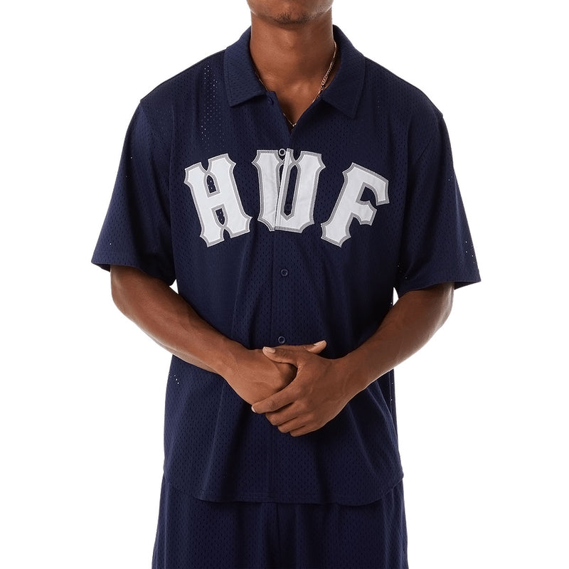 HUF Arch Mesh Button Up Shirt - Navy
