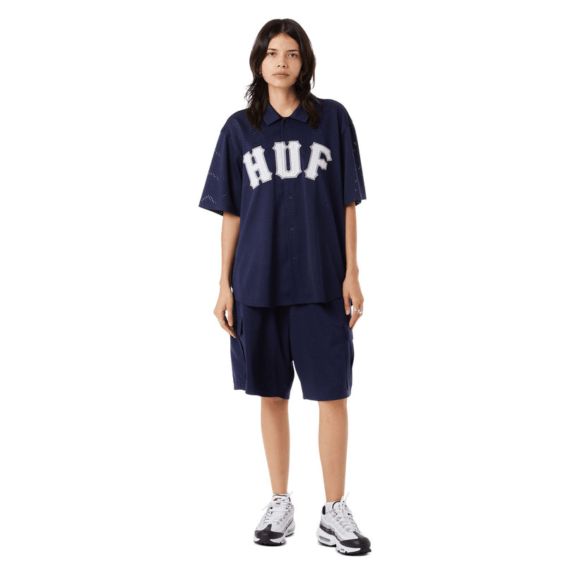 HUF Arch Mesh Button Up Shirt - Navy