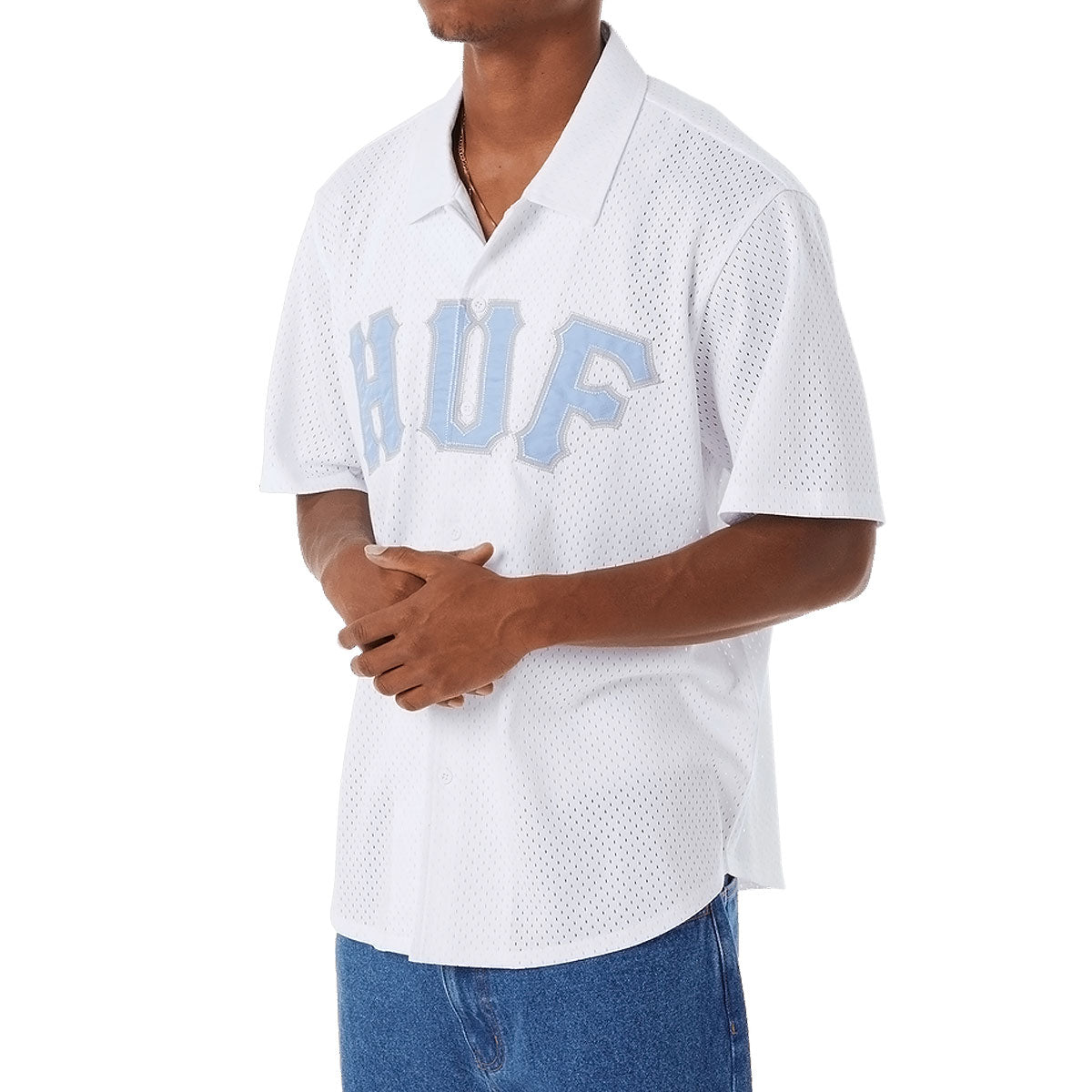 HUF Arch Mesh Button Up Shirt - White image 5