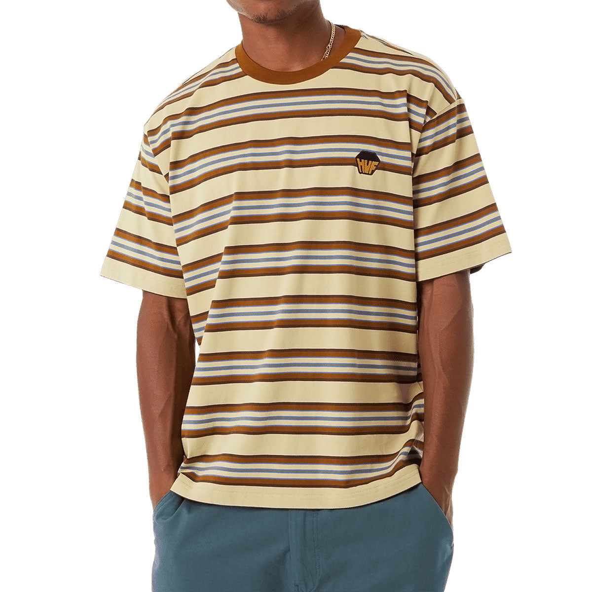 HUF Big Block Stripe Boxy T-Shirt - Clay image 1