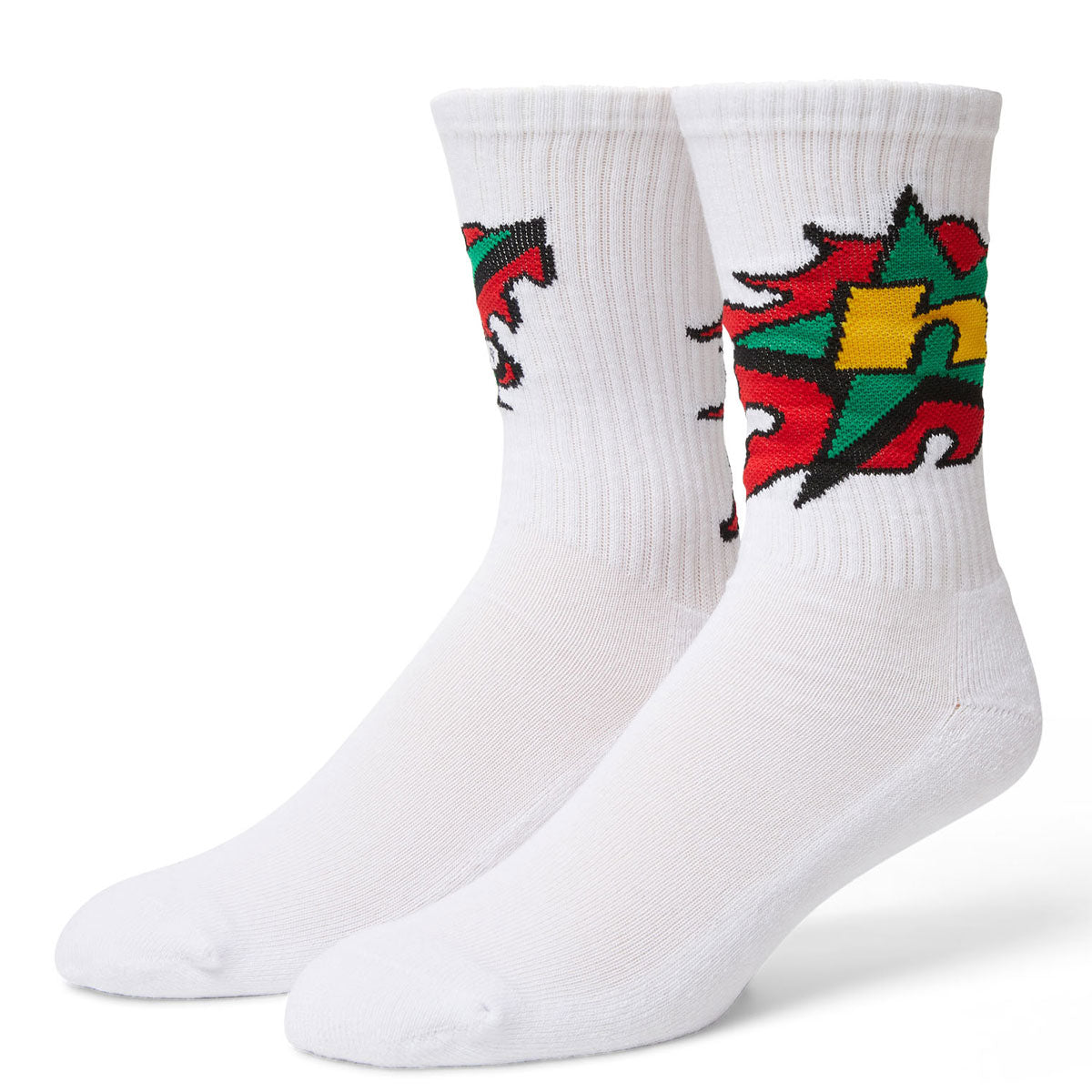 HUF H Bit Crew Socks - White image 1