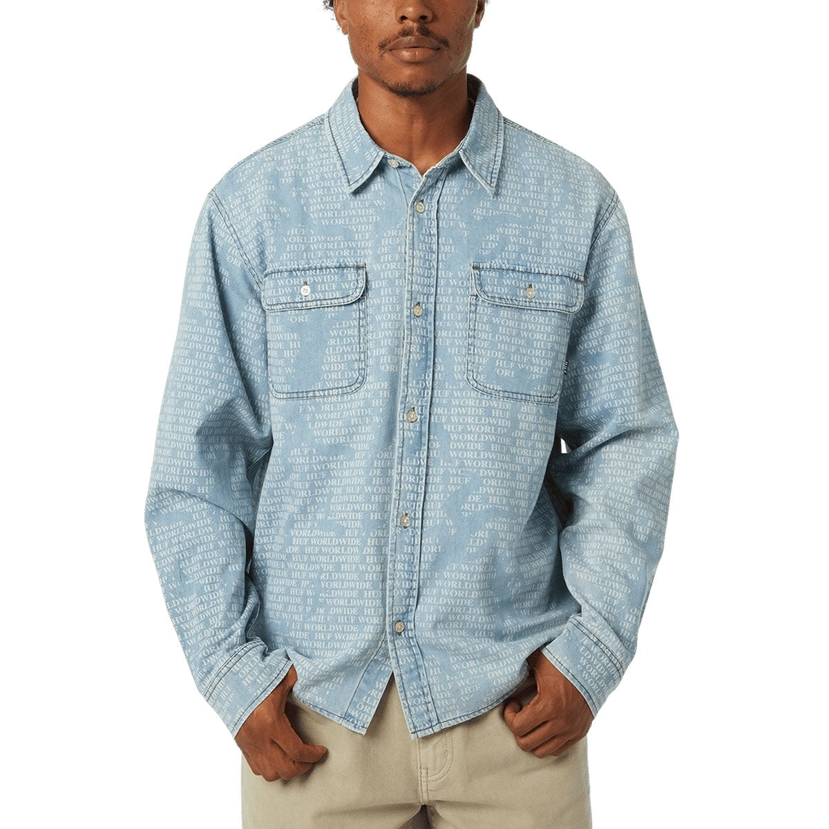 HUF Ceremony Long Sleeve Denim Shirt - Indigo image 1