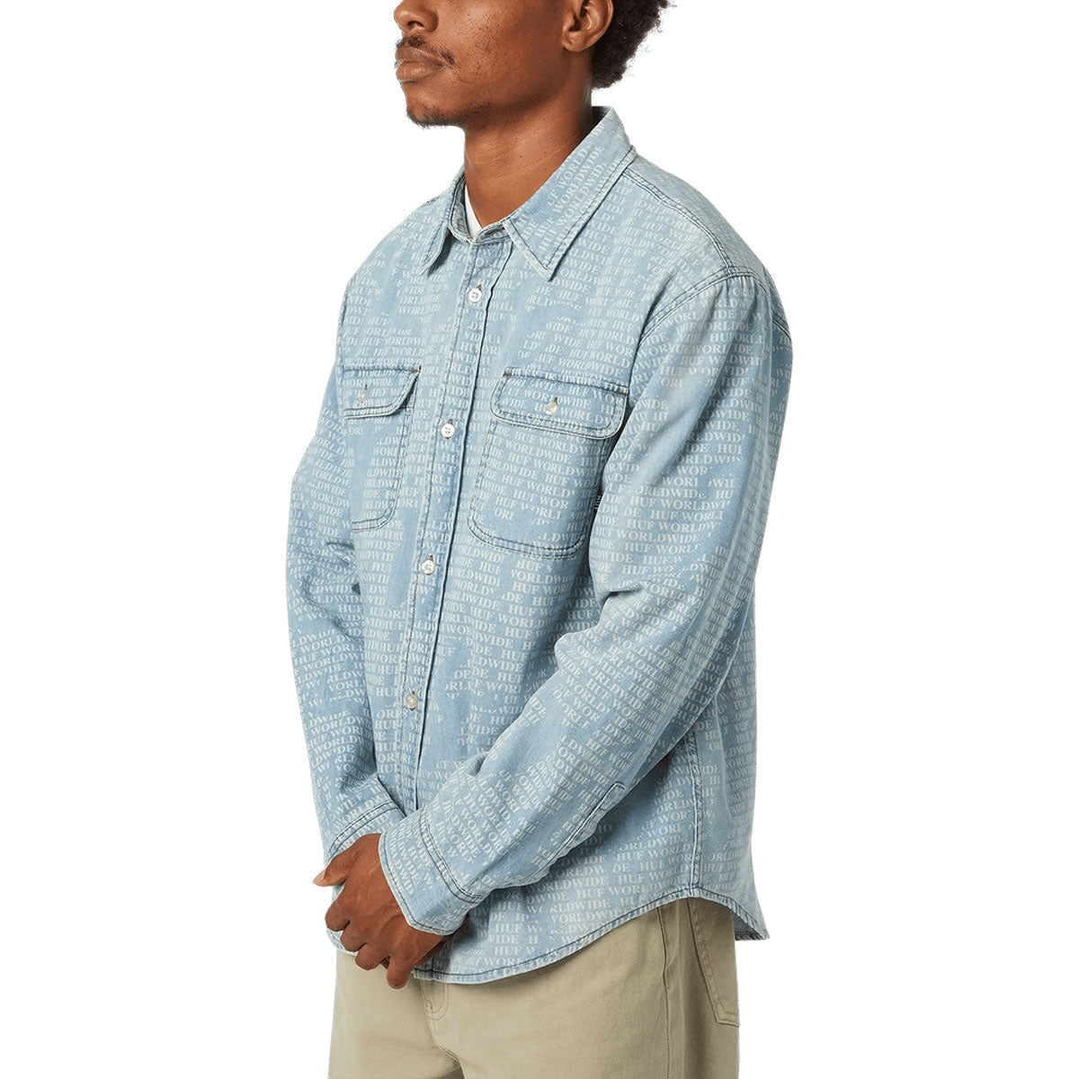 HUF Ceremony Long Sleeve Denim Shirt - Indigo image 5