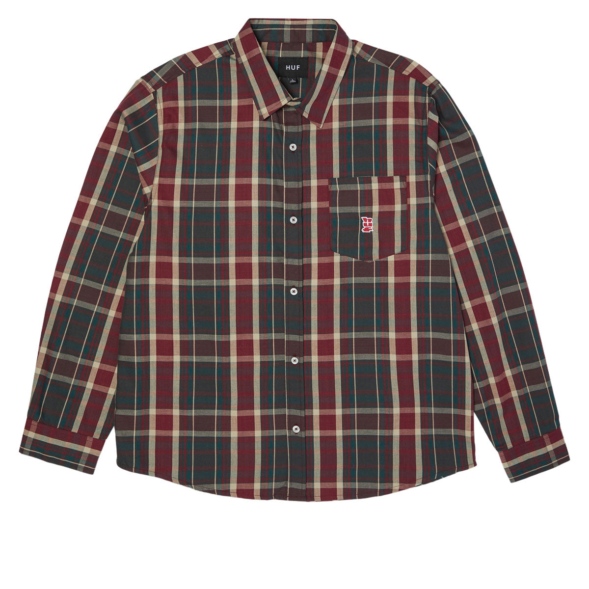 HUF Megablast Plaid Long Sleeve Shirt - Deep Wine image 1