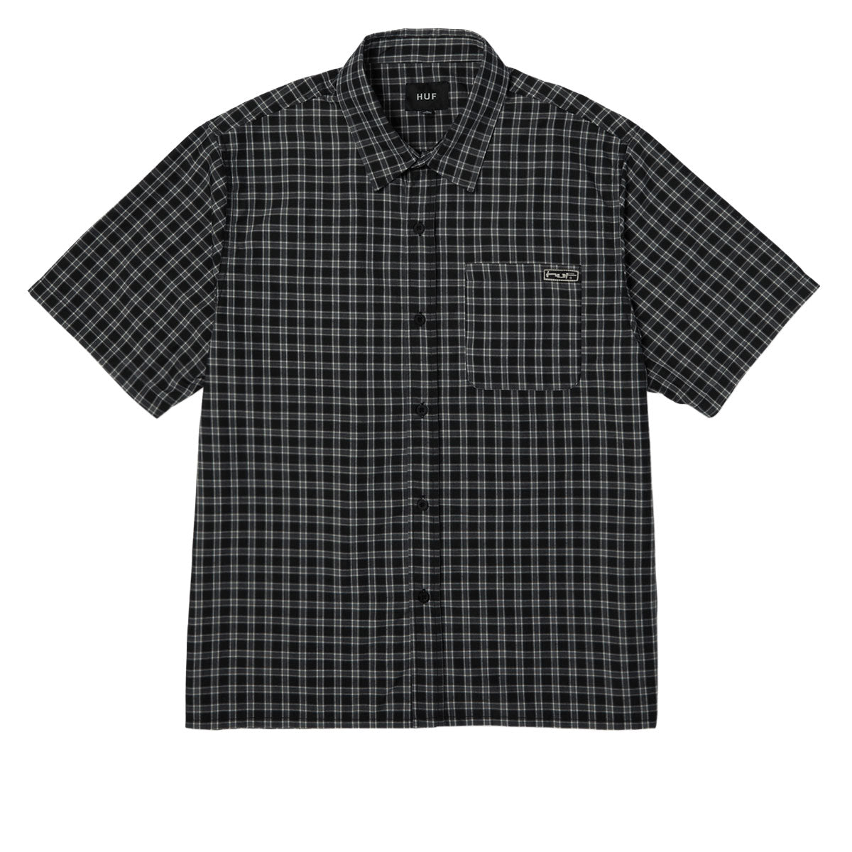 HUF Stretch Micro Plaid Shirt - Black image 2