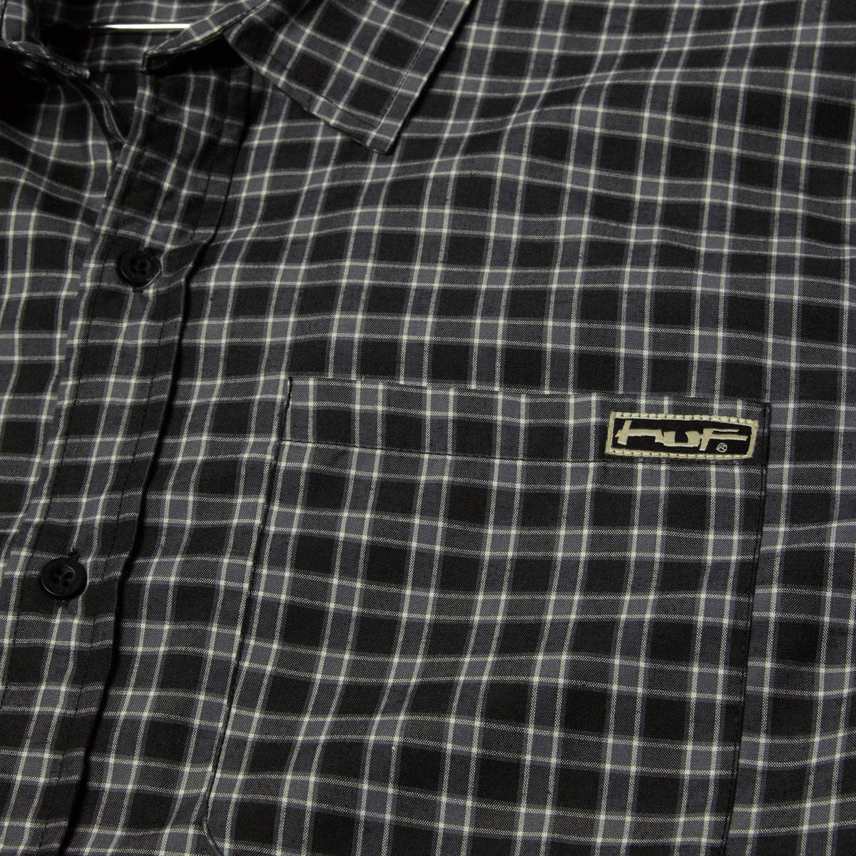 HUF Stretch Micro Plaid Shirt - Black image 3