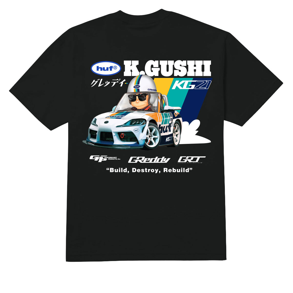 HUF x GReddy Gushi T-Shirt - Black image 1