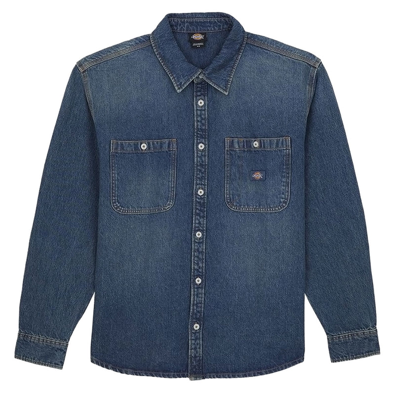 Dickies Mechanic Denim Long Sleeve Shirt - Khaki Tinited Blue