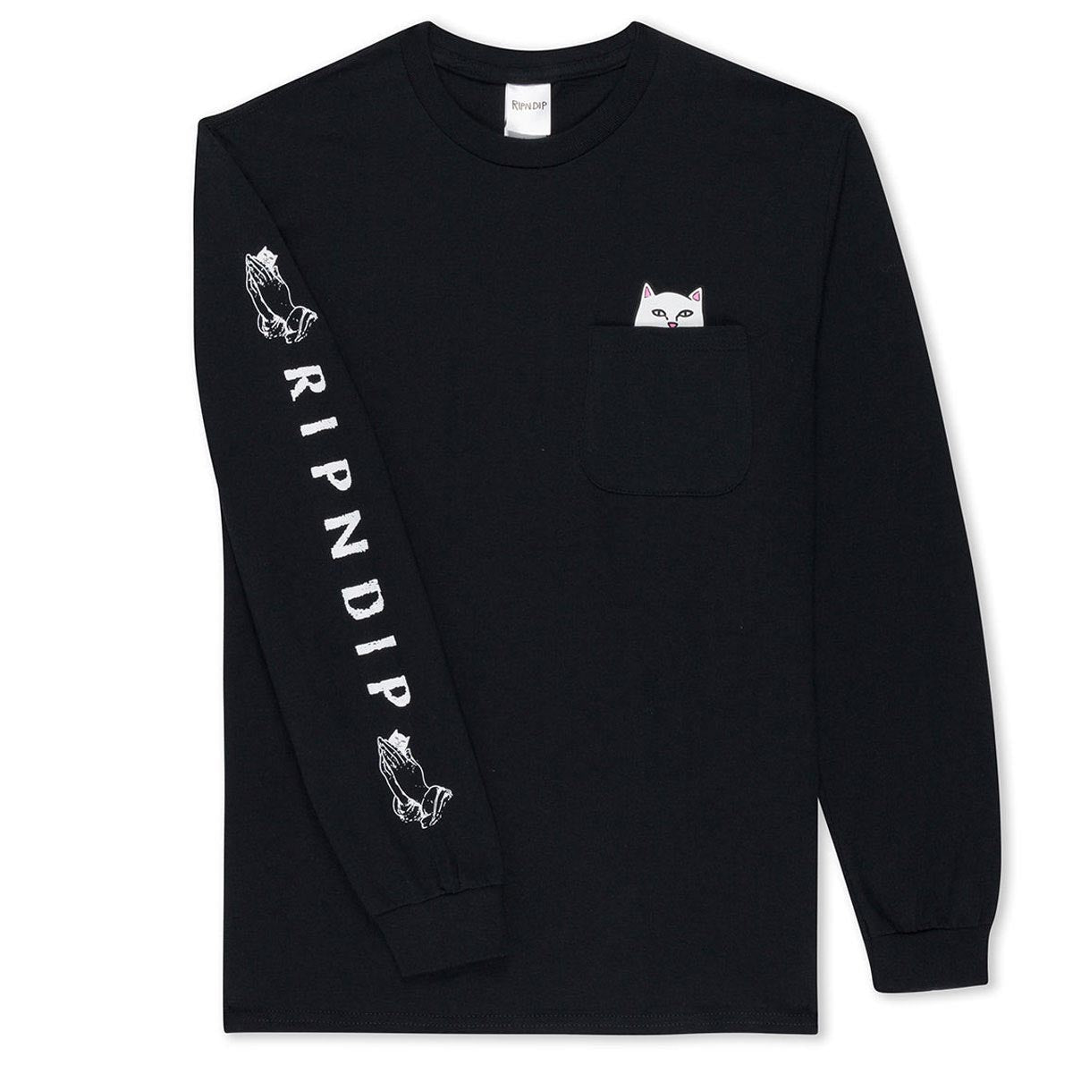 RIPNDIP Lord Nermal Pocket Long Sleeve T-Shirt - Black/White image 2